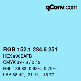 カラーコード: RGB 152.1 234.8 251 | qconv.com