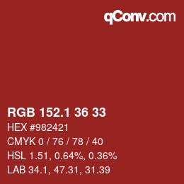 Color code: RGB 152.1 36 33 | qconv.com
