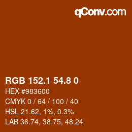 Color code: RGB 152.1 54.8 0 | qconv.com