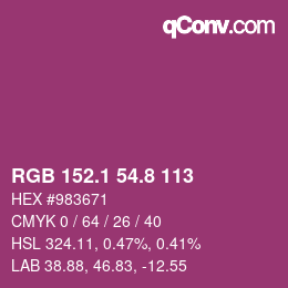 カラーコード: RGB 152.1 54.8 113 | qconv.com