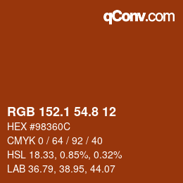 Color code: RGB 152.1 54.8 12 | qconv.com