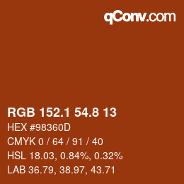 Color code: RGB 152.1 54.8 13 | qconv.com