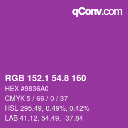 カラーコード: RGB 152.1 54.8 160 | qconv.com