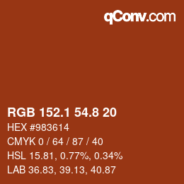 Color code: RGB 152.1 54.8 20 | qconv.com