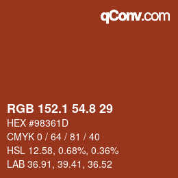 Farbcode: RGB 152.1 54.8 29 | qconv.com