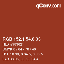 Color code: RGB 152.1 54.8 33 | qconv.com