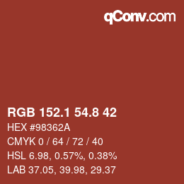 Color code: RGB 152.1 54.8 42 | qconv.com