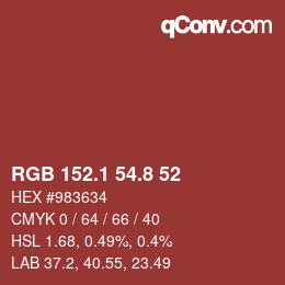 Color code: RGB 152.1 54.8 52 | qconv.com