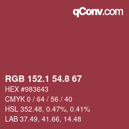 Color code: RGB 152.1 54.8 67 | qconv.com
