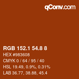 Color code: RGB 152.1 54.8 8 | qconv.com