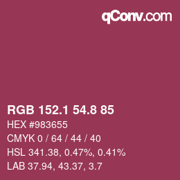 カラーコード: RGB 152.1 54.8 85 | qconv.com