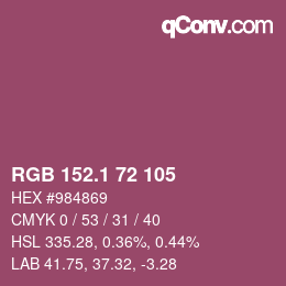 カラーコード: RGB 152.1 72 105 | qconv.com