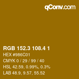 カラーコード: RGB 152.3 108.4 1 | qconv.com