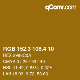 カラーコード: RGB 152.3 108.4 10 | qconv.com