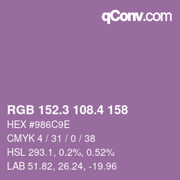 カラーコード: RGB 152.3 108.4 158 | qconv.com