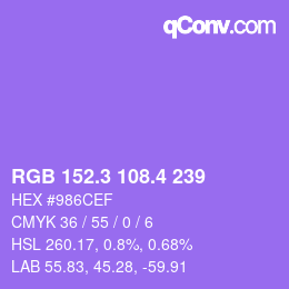カラーコード: RGB 152.3 108.4 239 | qconv.com