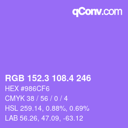 カラーコード: RGB 152.3 108.4 246 | qconv.com