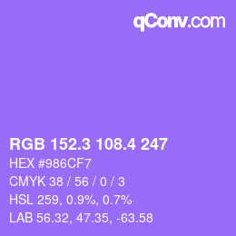カラーコード: RGB 152.3 108.4 247 | qconv.com