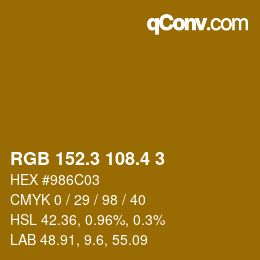 カラーコード: RGB 152.3 108.4 3 | qconv.com