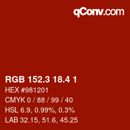 カラーコード: RGB 152.3 18.4 1 | qconv.com