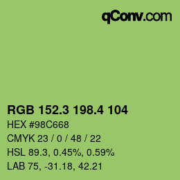 カラーコード: RGB 152.3 198.4 104 | qconv.com