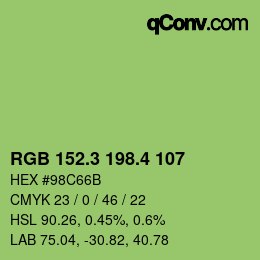 カラーコード: RGB 152.3 198.4 107 | qconv.com