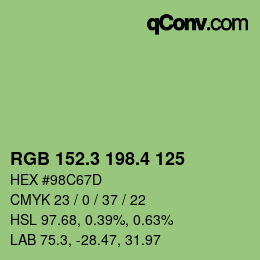 カラーコード: RGB 152.3 198.4 125 | qconv.com
