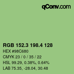 カラーコード: RGB 152.3 198.4 128 | qconv.com