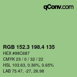 カラーコード: RGB 152.3 198.4 135 | qconv.com