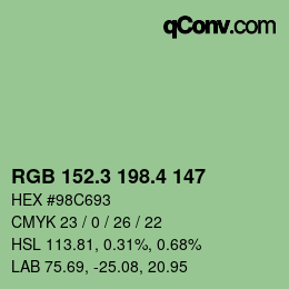 カラーコード: RGB 152.3 198.4 147 | qconv.com