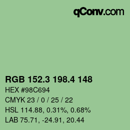 カラーコード: RGB 152.3 198.4 148 | qconv.com