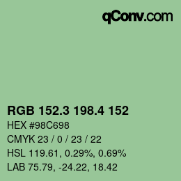 カラーコード: RGB 152.3 198.4 152 | qconv.com
