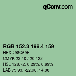 カラーコード: RGB 152.3 198.4 159 | qconv.com