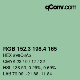 カラーコード: RGB 152.3 198.4 165 | qconv.com