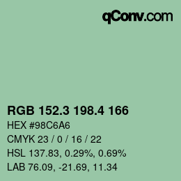 カラーコード: RGB 152.3 198.4 166 | qconv.com