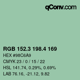 カラーコード: RGB 152.3 198.4 169 | qconv.com