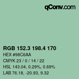カラーコード: RGB 152.3 198.4 170 | qconv.com