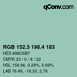 カラーコード: RGB 152.3 198.4 183 | qconv.com