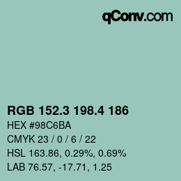 カラーコード: RGB 152.3 198.4 186 | qconv.com