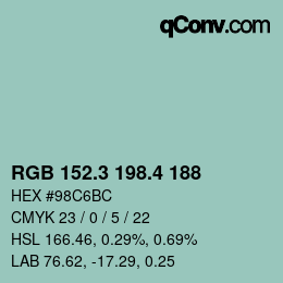 カラーコード: RGB 152.3 198.4 188 | qconv.com