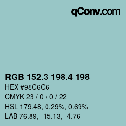 カラーコード: RGB 152.3 198.4 198 | qconv.com