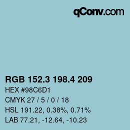 カラーコード: RGB 152.3 198.4 209 | qconv.com