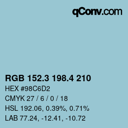 カラーコード: RGB 152.3 198.4 210 | qconv.com