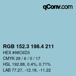 カラーコード: RGB 152.3 198.4 211 | qconv.com