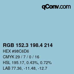 カラーコード: RGB 152.3 198.4 214 | qconv.com
