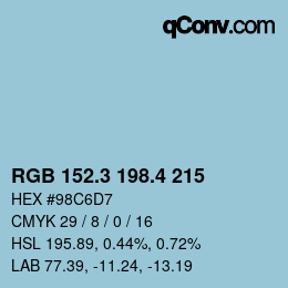 カラーコード: RGB 152.3 198.4 215 | qconv.com