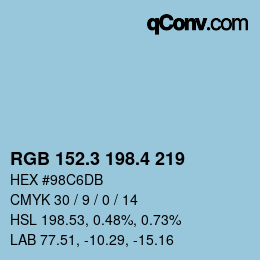 カラーコード: RGB 152.3 198.4 219 | qconv.com