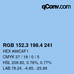 カラーコード: RGB 152.3 198.4 241 | qconv.com