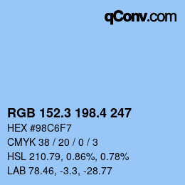カラーコード: RGB 152.3 198.4 247 | qconv.com