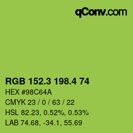 カラーコード: RGB 152.3 198.4 74 | qconv.com